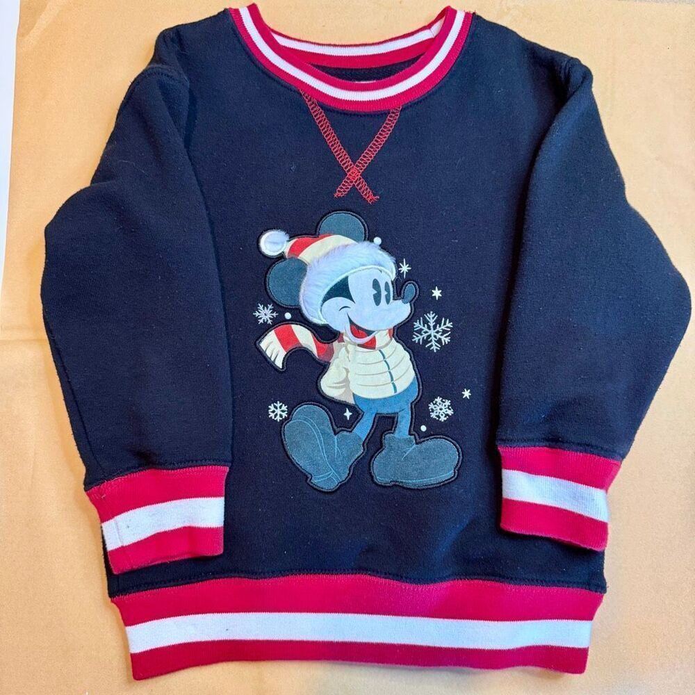 Mickey Mouse Holiday Sweatshirt Disney Parks KIDS Size 4 Christmas Preowned